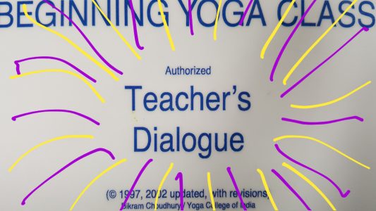 Dialogue bikram yoga teacher teaching